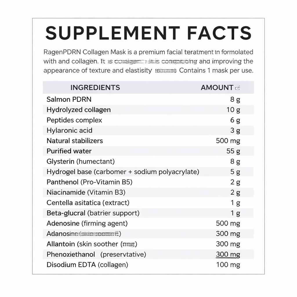 RegenPDRN Collagen Mask — Supplement Facts